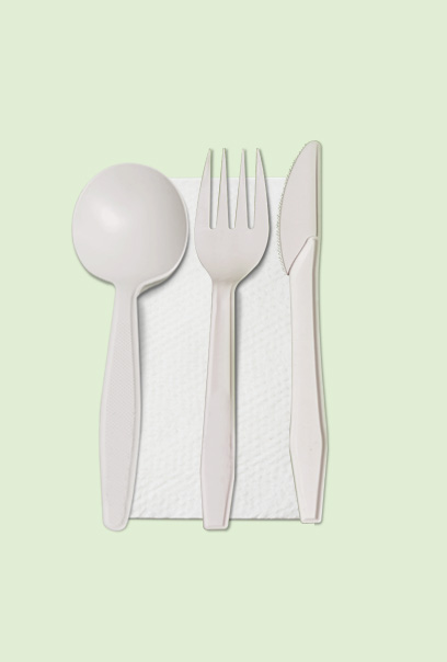 Kit tenedor, cuchillo, cuchara sopa y servilleta
